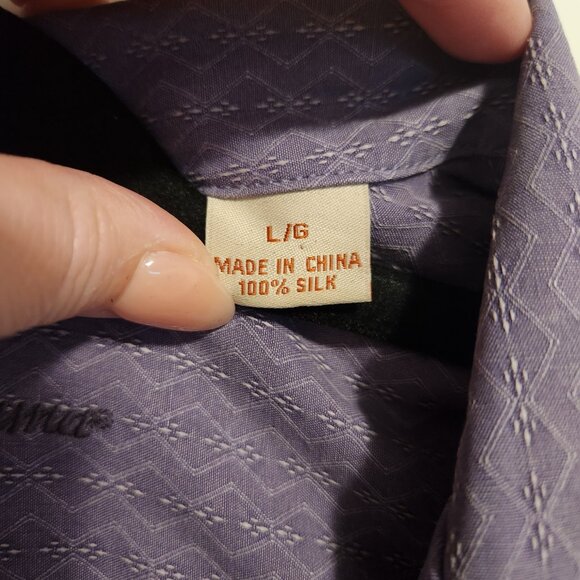 Men's Tommy Bahama 100% Silk Short Sleeve Button Down Shirt - Size L - Purple - Picture 4 of 5